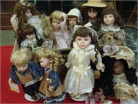 Huge Box Lot Of Porcelain Dolls. Mant Different Si