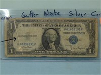 1935-D $1 Silver Certificate Error Note - Gutter F