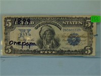1899 United States $5 Indian Chief Note One Papa S