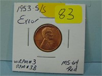 1953-S/S Error Wheat Penny - WRPM #3 RPM #3B