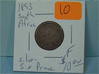 1893 South Africa Silver Six Pence - Fine