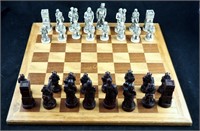 Vintage Old World Detailed Norsemen Chess Set