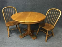 Oak Dining Table with Two Chairs