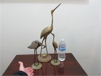 3 brass bird figurines