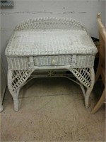 White wicker and wood vanity with 1 drawer