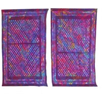 (2) SUE BENNER HAND DYED SILK WALL HANGINGS, 1983