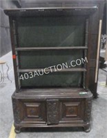 Antique Glass Panel Wooden Cabinet/Hutch 78.5"H
