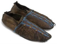 (2) SOUTHERN PLAINS BEADED MOCCASINS, C. 1890-1910
