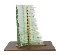 CONTEMPORARY ABSTRACT STACKED GLASS SCULPTURE