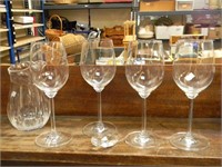 SET 4 RIEDEL CRYSTAL WINE GLASSES-MARKED JR
