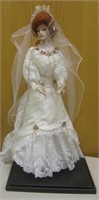 Porcelain Bride Doll on Stand