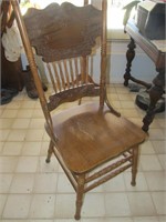 Vintage Oak Press Back Spindle Side Chair