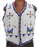 NATIVE AMERICAN SIOUX BEADED HIDE VEST