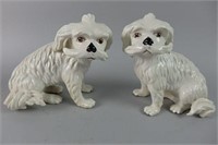 Pair White Porcelain Dogs