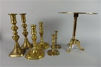 Lot of Early Brass Candle Sticks