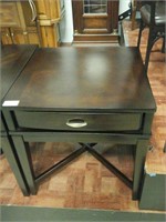 Square wood side table with drawer