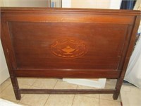 Antique Inlaid Wood Single Bed Head Board