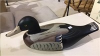 Wooden duck decoy 15 1/2 inches long