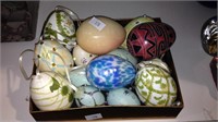 Box lot of hand painted Easter Eggs