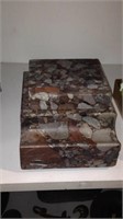 Antique cut marble stone table top inkwell