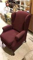 Burgundy wing back recliner chair made by Lane