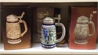 Set of three Avon beer Steins with lids