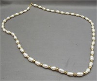Genuine fresh water pearl necklace with 24K