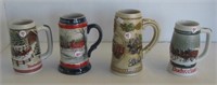 (4) Ceramic beer steins including (3) Budweiser