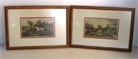 Pair of framed and double matted fox hound