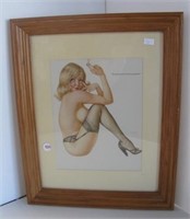 Vintage framed and matted Vargas print. Measures