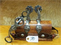 Pat Castleberry dbl mounted gal leg spurs,