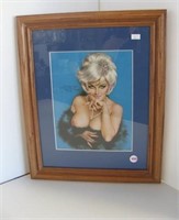 Framed and matted Vargas print. Measures 16.5" x