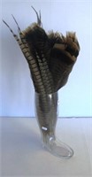 Large glass boot decorated with pheasant and