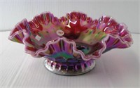 Beautiful Fenton purple pink thumbprint epergne