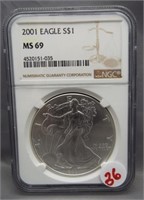 2001 American 1 oz. Silver Eagle-One Dollar - NGC