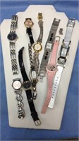 Group lot of nine ladies wrist watches including