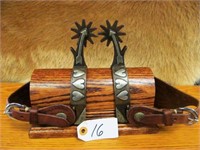 Mark Thomas 3 heart spurs mounted by Loyd Messenge