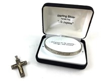Sterling Silver Christian Pendant & Bracelet