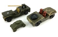 (3) C. 1940s Ww2 Era Wooden Jeep & Tank Toys