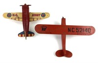 (2) C.1940s Ww2 Era Wood Airplane Toys