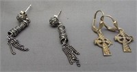 (2) Pairs of sterling silver earrings of various