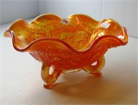 Beautiful electric pumpkin colored Fenton lions