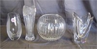 (4) Crystal vases in various styles including