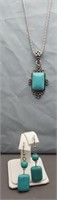 Turquoise necklace and earring set.