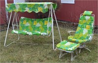 Two Piece Mid-Century Patio Swing & Chair Set