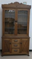 Early Walnut One Piece 4 Door Cabinet