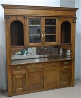 Large Antique Oak Chicago Built In Cabinet