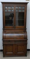 Tall Walnut Victorian Cylinder Desk