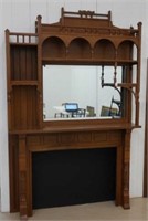 Large Victorian Mirror-Backed Fireplace Mantel
