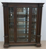 Carved Oak Romanesque China Cabinet